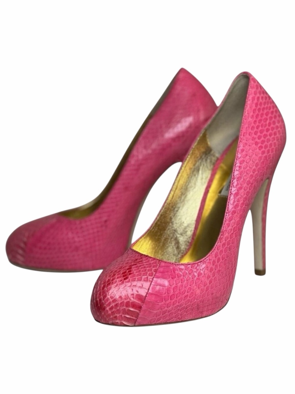 Katheryn Amberleigh Pink Snakeskin Leather Platform Heels Sz‎ 8 Y2K